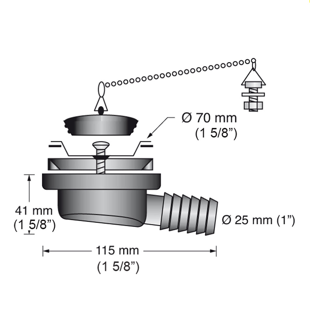 Scandvik Low Profile Drain Stopper 1 Outlet 10306P