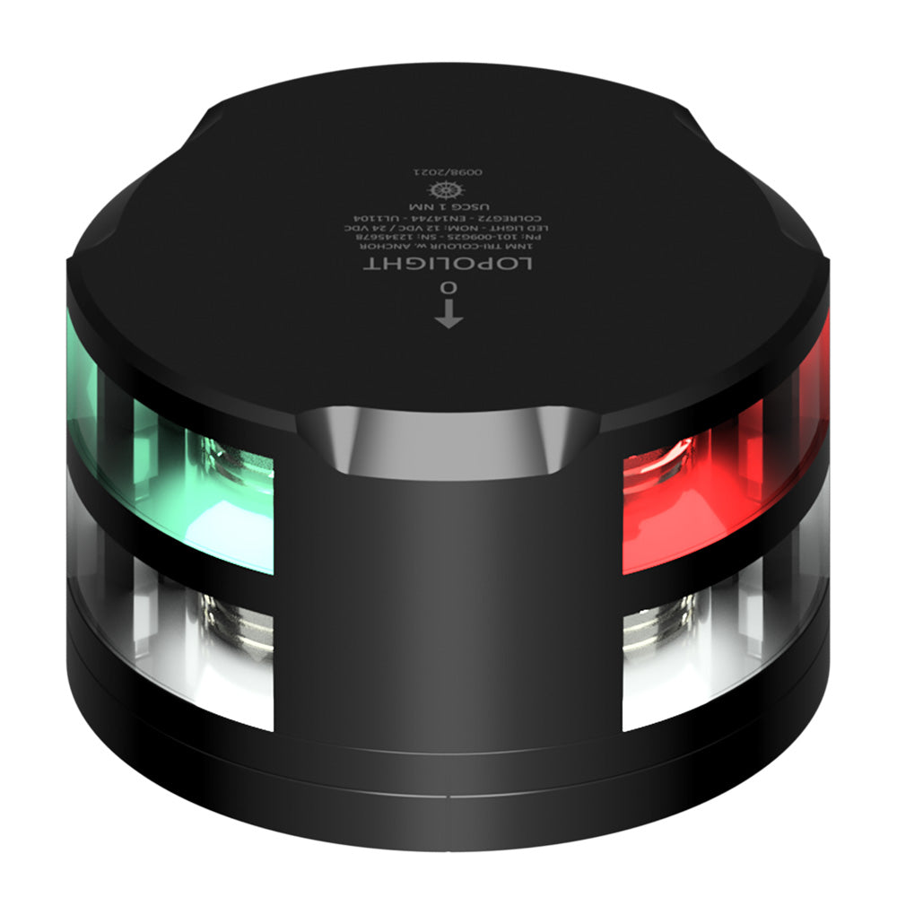 Lopolight TriColor Anchor Light 1NM Black Housing wFB Base 101009FBB