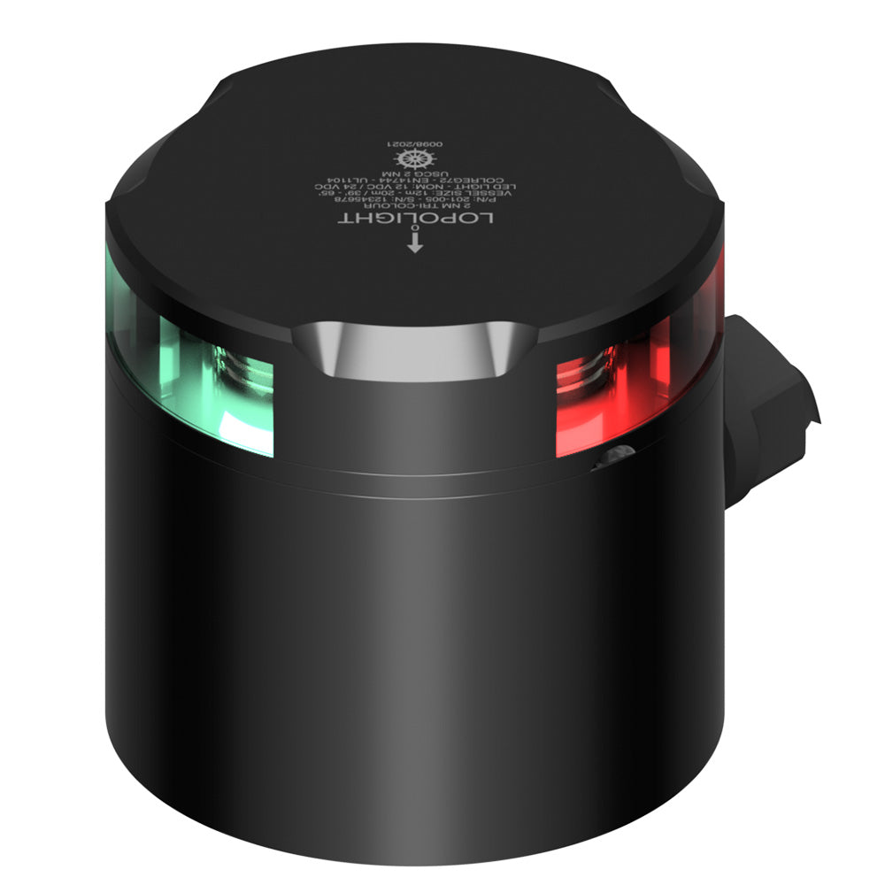 Lopolight TriColor Nav Light 2NM Black Housing wIP68 POM Base Connector 201005B TB