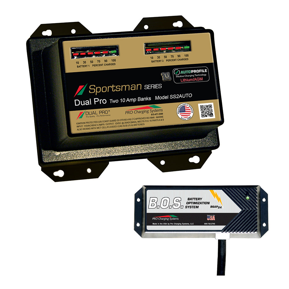 Dual Pro SS2 Auto 2 Bank Battery Charger w2 Bank BOS SS2AUTOBOS12V2