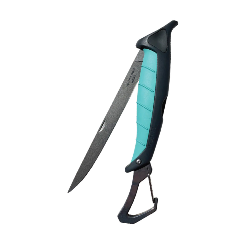 Toadfish Custom Engraved Stowaway Folding Fillet Knife wBuiltIn Carabiner 7 MINIMUM ORDER QUANTITY OF 25 TF1029