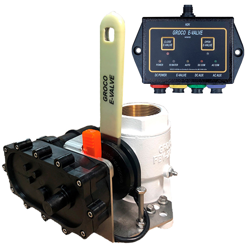 GROCO 2 EValve Kit Bronze Electric Flanged Seacock 12V FBVED2000 12V