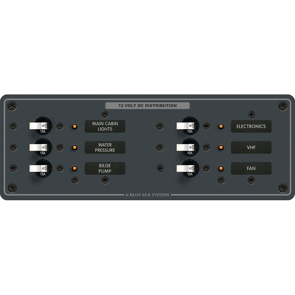 Blue Sea 8096 DC 6 Position Toggle Branch Circuit Breaker Panel White Switches 8096