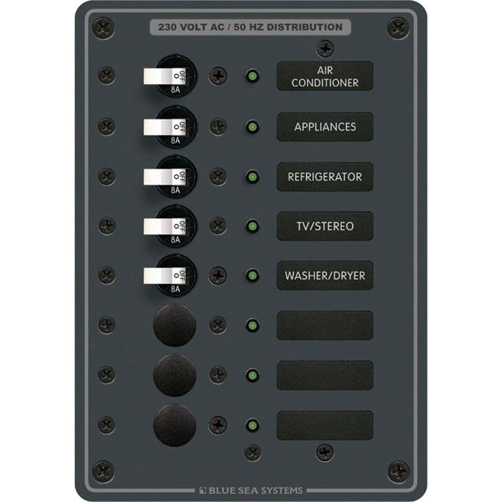 Blue Sea 8159 AC 8 Position 230v European Breaker Panel White Switches 8159
