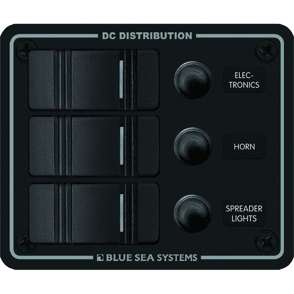 Blue Sea 8374 Water Resistant 3 Position Black Vertical Mount Panel 8374