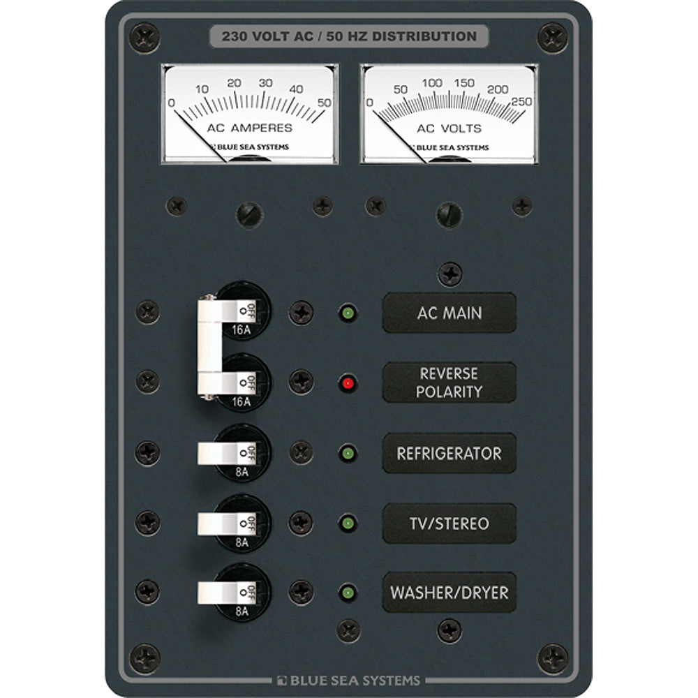Blue Sea 8509 AC Main Branch ASeries Toggle Circuit Breaker Panel 230V Main 3 Position 8509