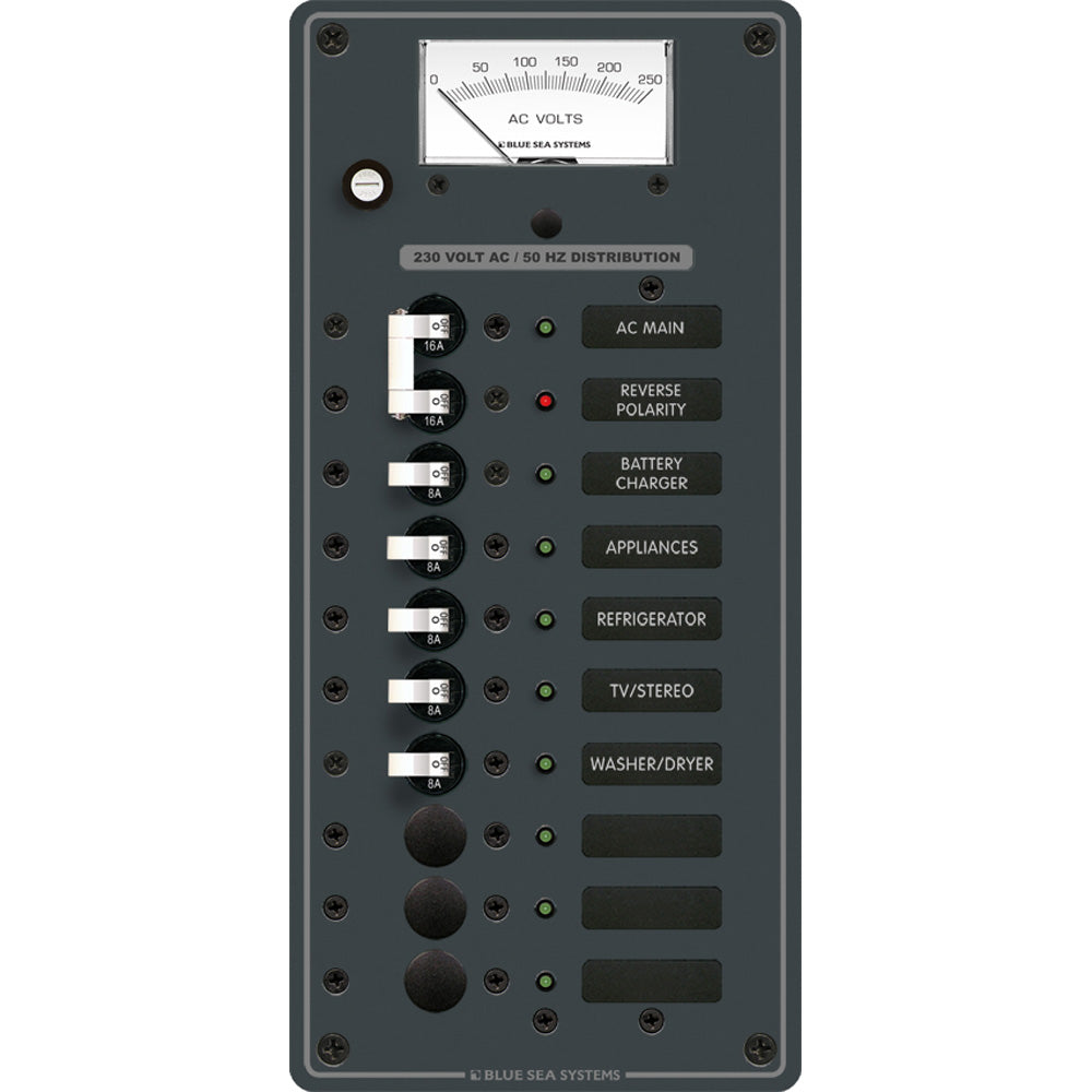 Blue Sea 8588 Breaker Panel AC Main 8 Positions European White 8588