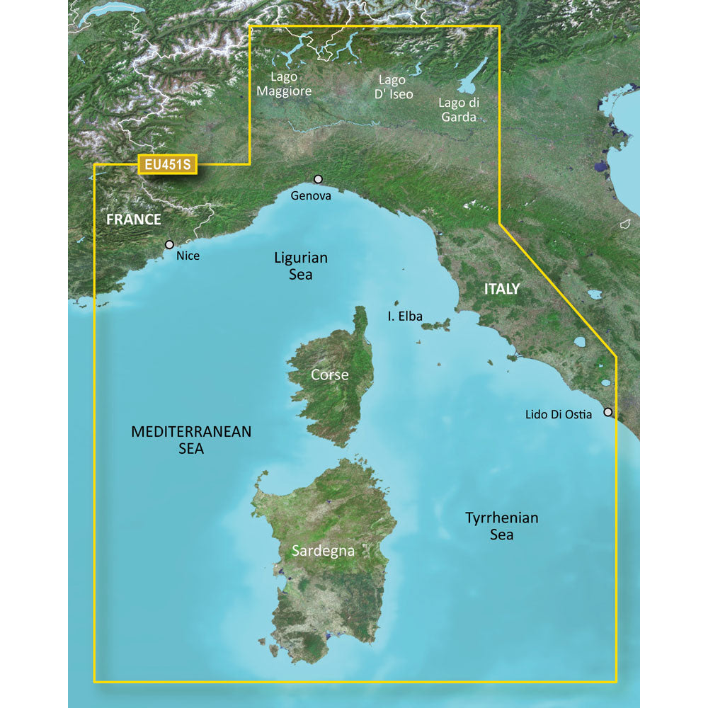 Garmin BlueChart g3 Vision HD VEU451S Legurian Sea Corsica Sardinia microSDSD 010C079500