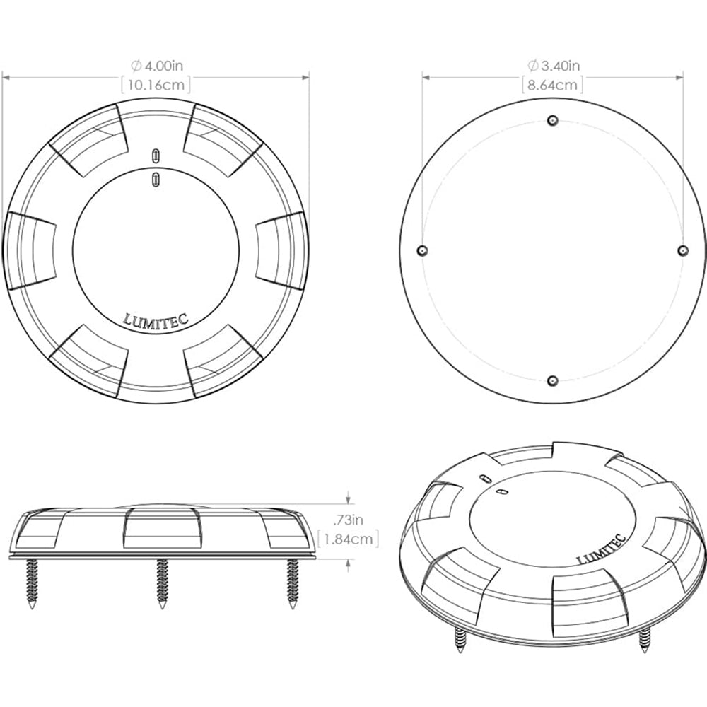 Lumitec Aurora LED Dome Light White Finish White Dimming 101077