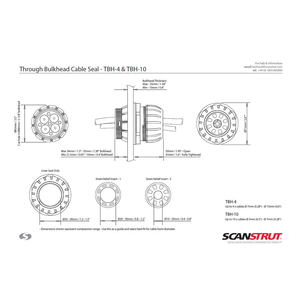 Scanstrut TBH4 Through Bulkhead Cable Seal TBH4