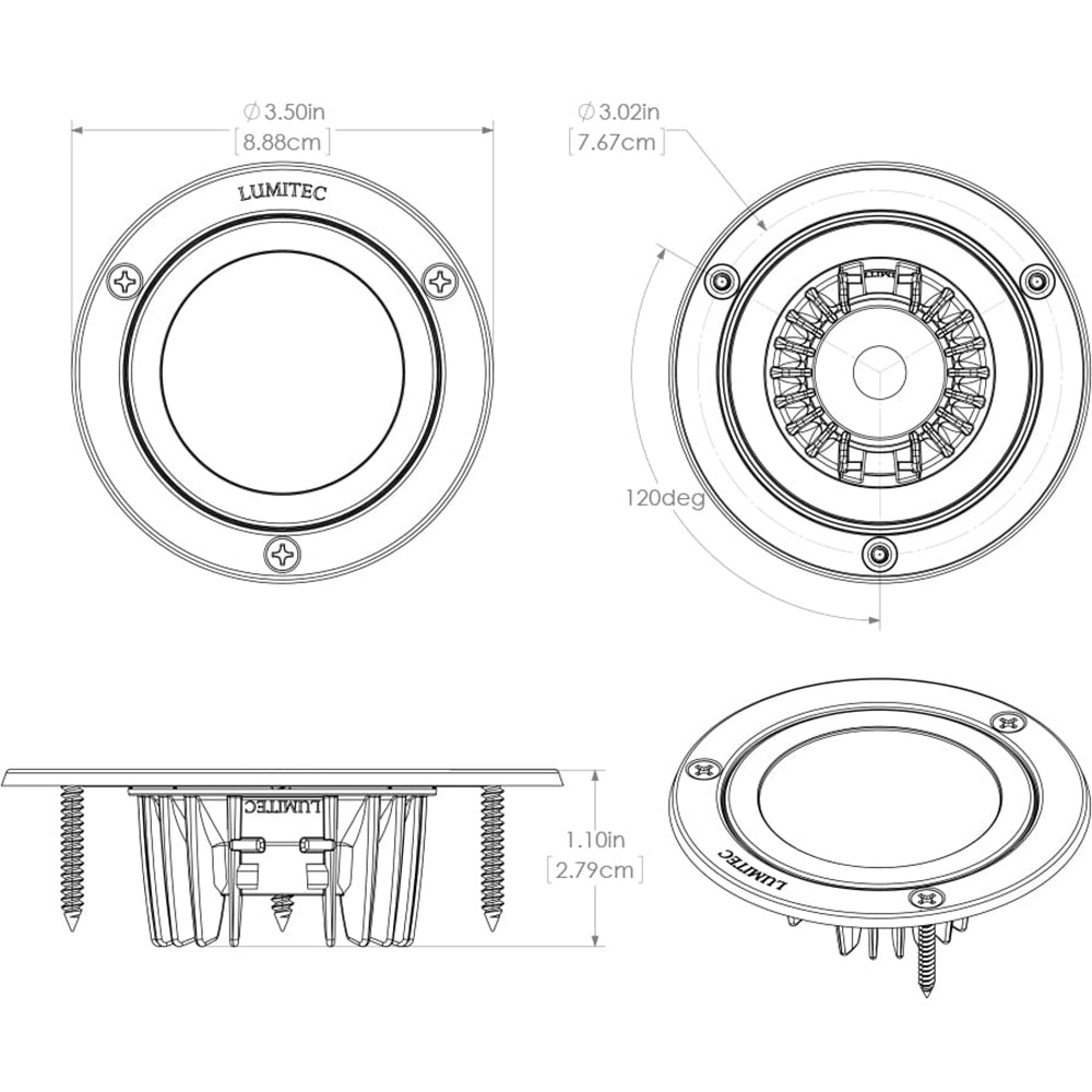 Lumitec Shadow Flush Mount Down Light White Finish Warm White Dimming 114129