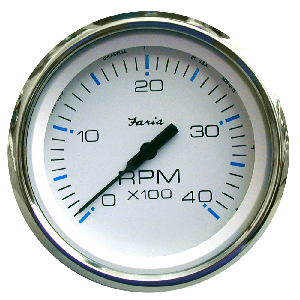 Faria Chesapeake White SS 4 Tachometer 4000 RPM DieselMechanical Takeoff Var Ratio Alt 33842