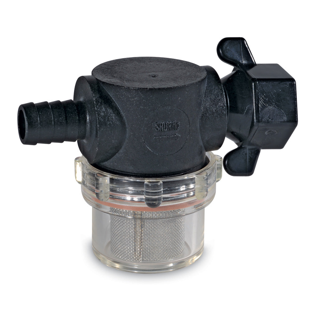 Shurflo by Pentair Swivel Nut Strainer 12 Barb Inlet Clear Bowl 255325