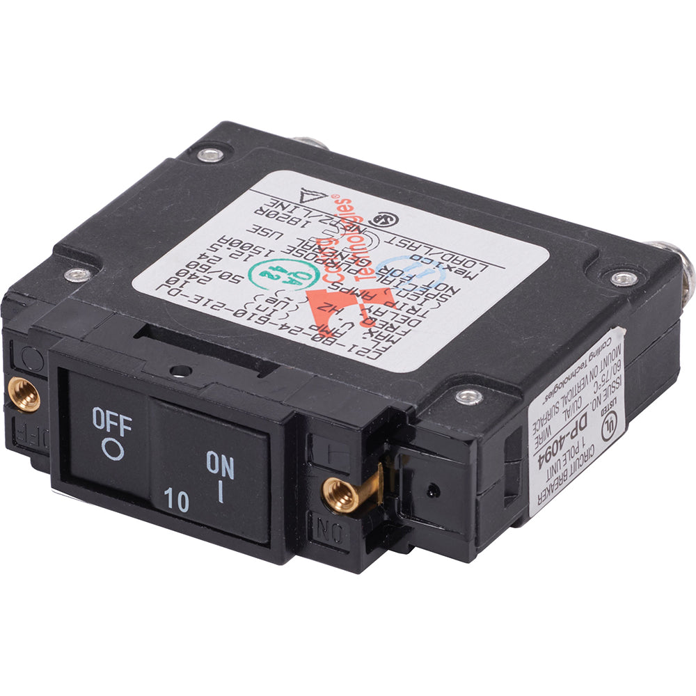 Blue Sea 7455 UL489 Circuit Breaker 10A Flat Rocker 7455