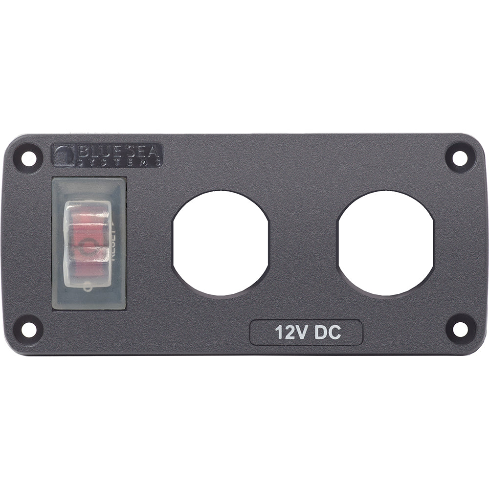 Blue Sea 4364 Water Resistant USB Accessory Panel 15A Circuit Breaker 2x Blank Apertures 4364