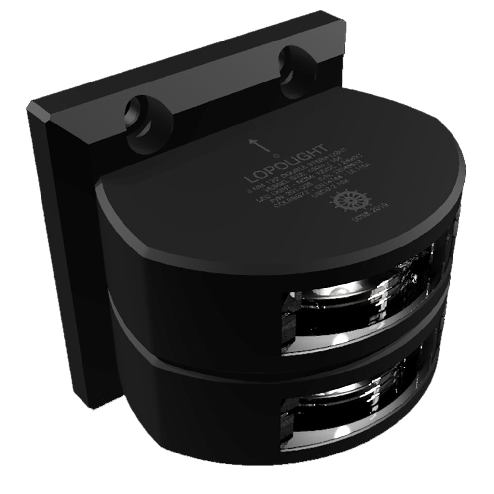 Lopolight Series 301006 Double Stacked Stern Light 2NM Vertical Mount White Black Housing 301006STB