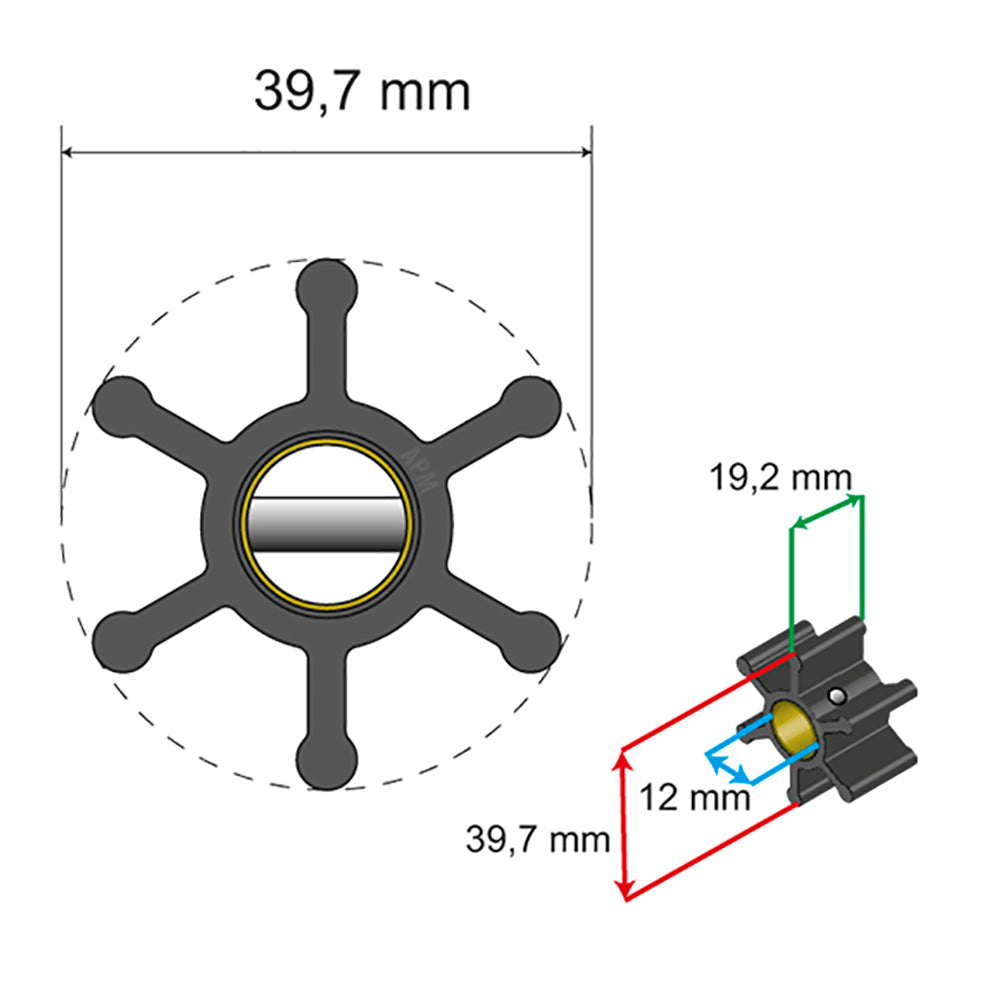 Albin Group Premium Impeller Kit 397 x 12 x 192mm 6 Blade Pin Insert 0601002