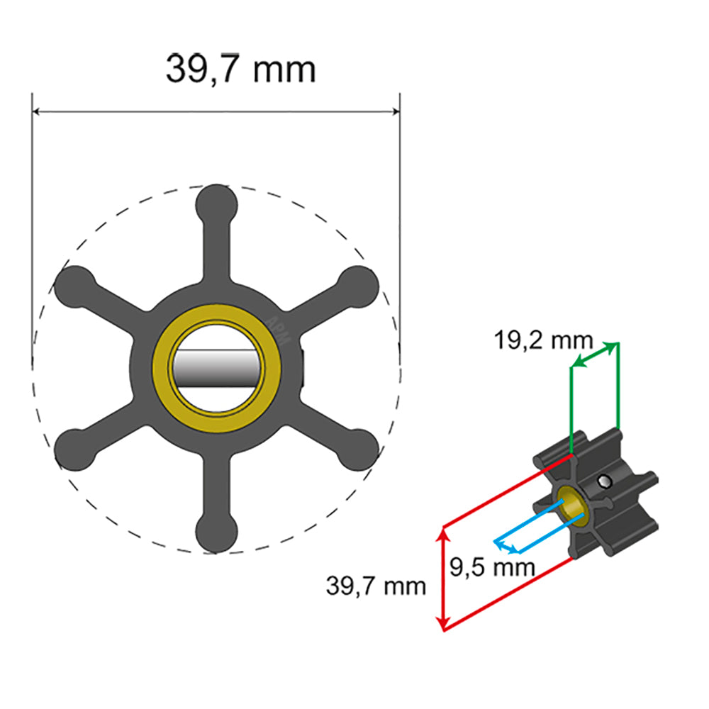 Albin Group Premium Impeller Kit 397 x 95 x 192mm 6 Blade Pin Insert 0601003
