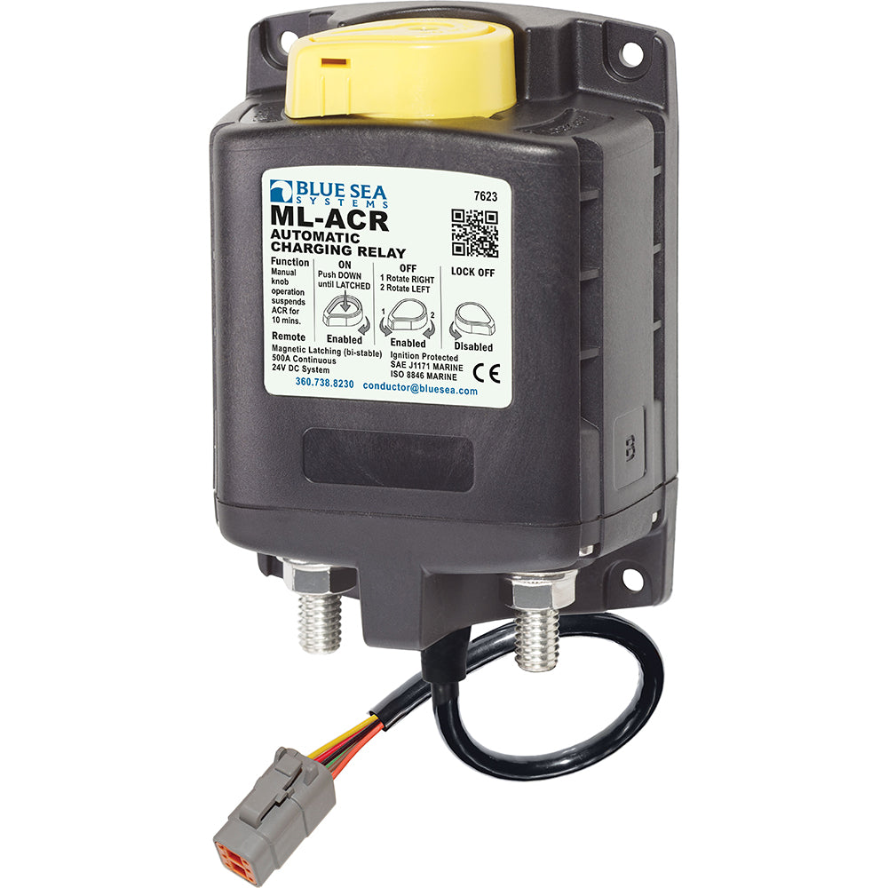 Blue Sea 7623100 ML ACR Charging Relay 24V 500A wManual Control Deutsch Connector 7623100