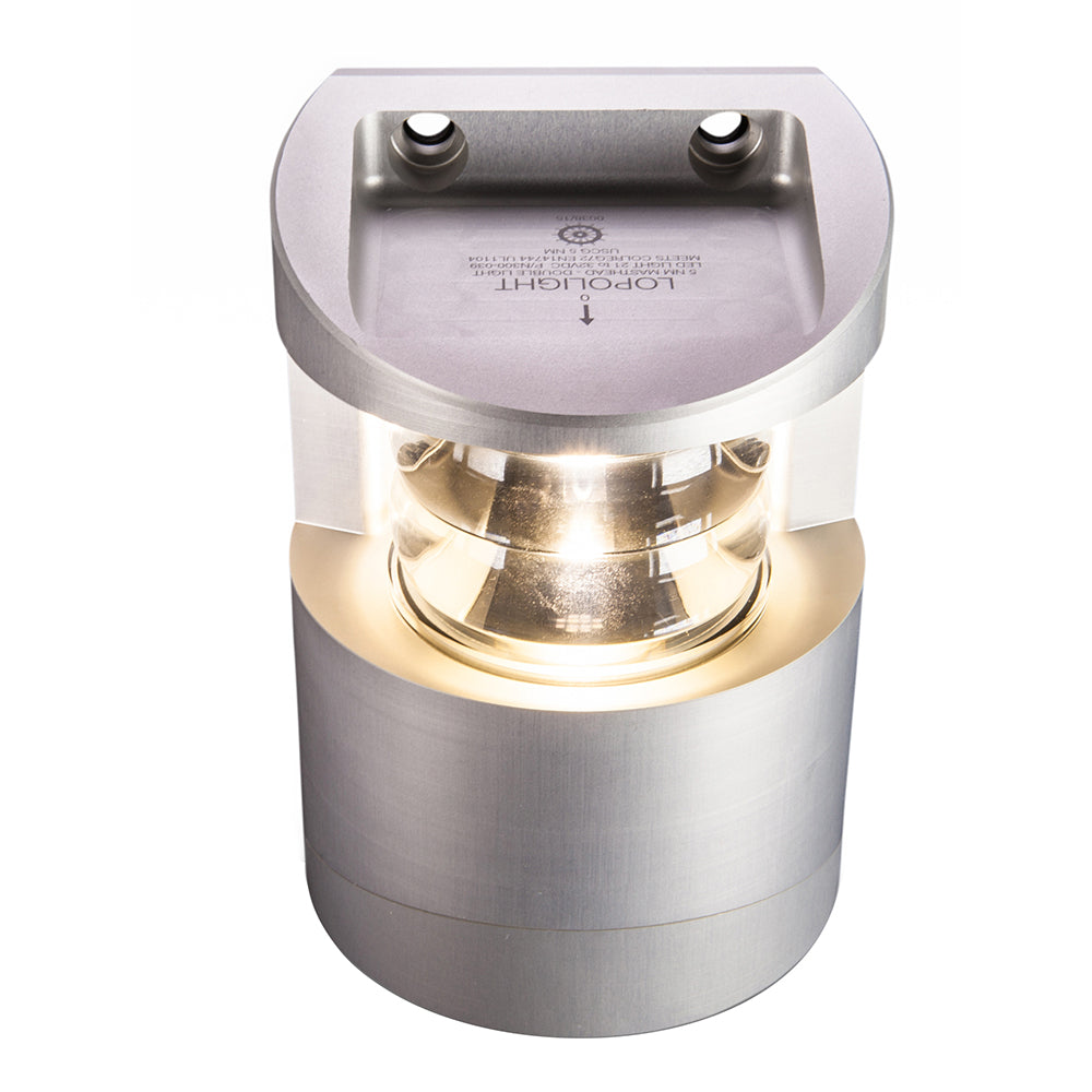 Lopolight Series 300039 Double Stacked Masthead Light 5NM Vertical Mount White Silver Housing 300039
