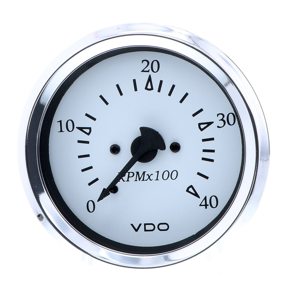 VDO Cockpit Marine 85MM 338 Diesel Tachometer Alternator Input White DialChrome Bezel 33315272