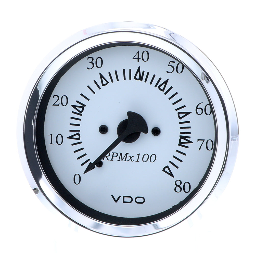 VDO Cockpit Marine 85MM 338 Outboard Tachometer White DialChrome Bezel 33315275