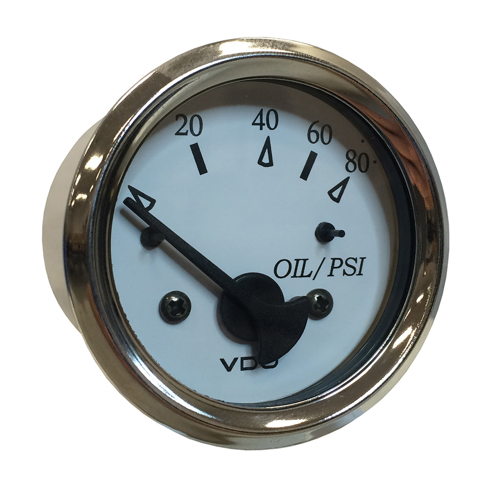 VDO Cockpit Marine 52MM 2116 Oil Pressure Gauge White DialChrome Bezel 35015276