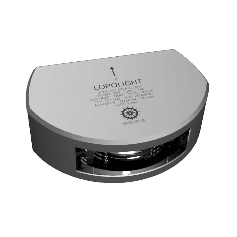Lopolight Series 301006 Stern Light wDeck Light 2NM Vertical Mount White Silver Housing 301006DLX