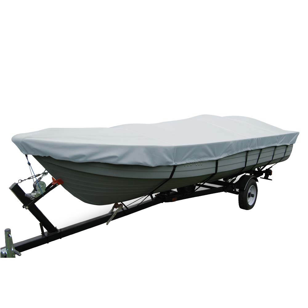 Carver PolyFlex II Wide Series StyledtoFit Boat Cover f175 VHull Fishing Boats Without Motor Grey 70117F10