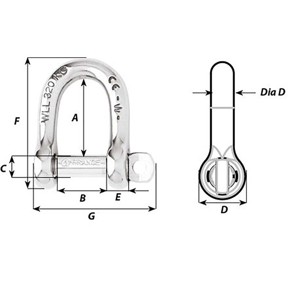 Wichard SelfLocking D Shackle Diameter 6mm 14 01203