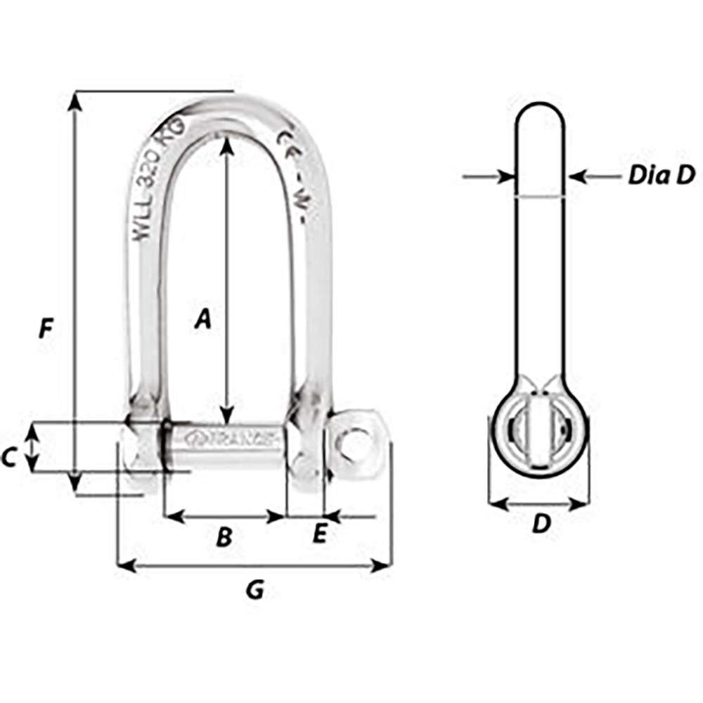 Wichard SelfLocking Long D Shackle Diameter 4mm 532 01211