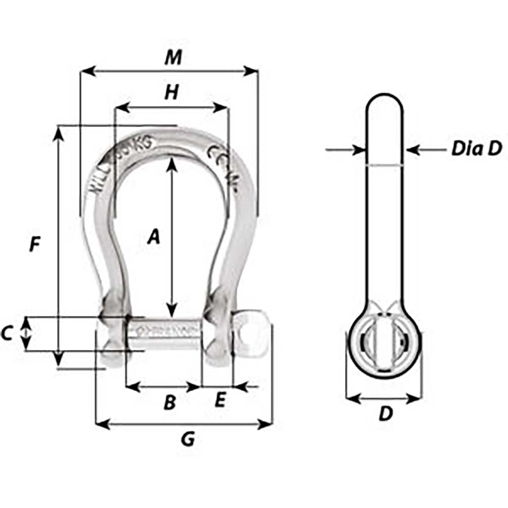 Wichard SelfLocking Bow Shackle Diameter 6mm 14 01243