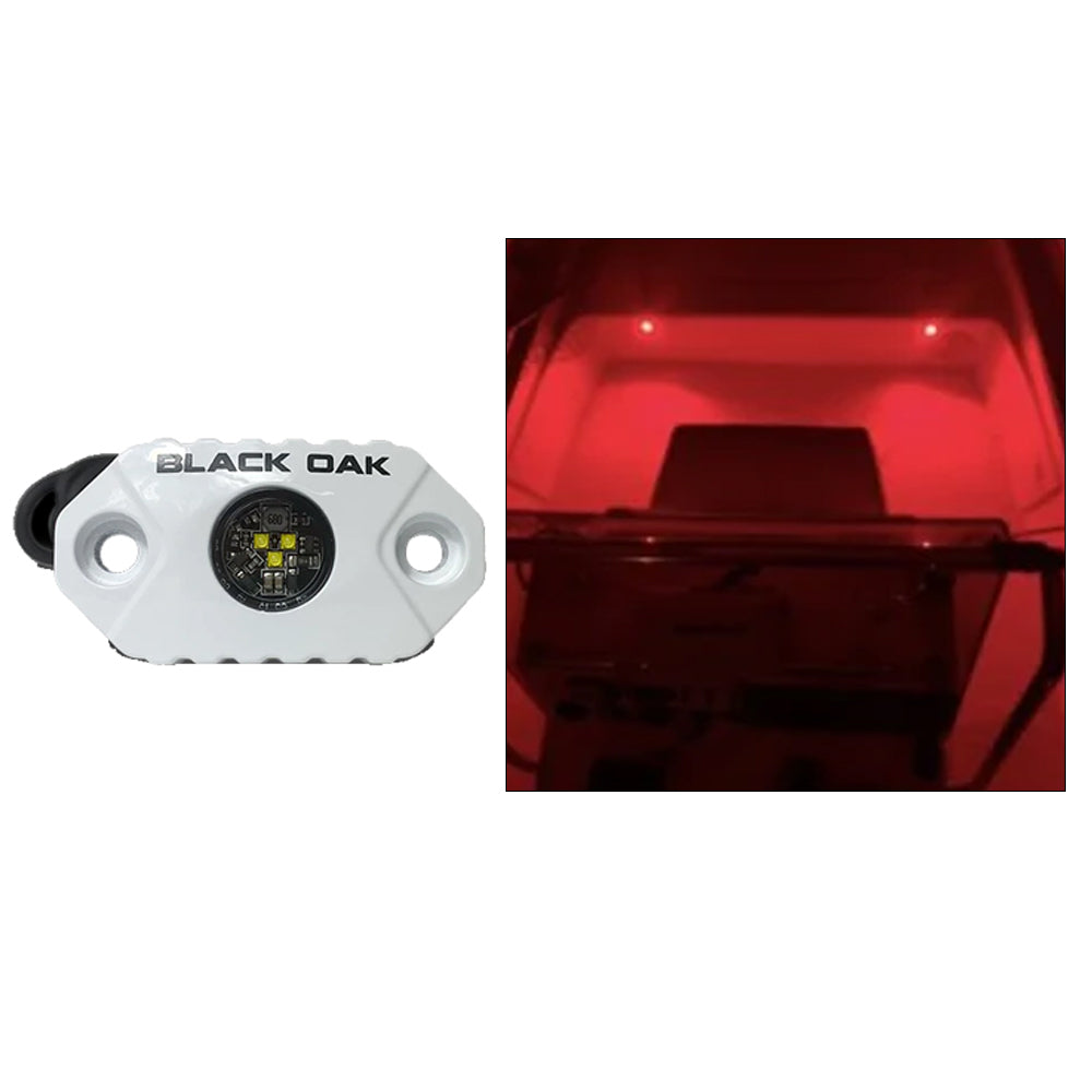 Black Oak Rock Accent Light Red LEDs White Housing MALR