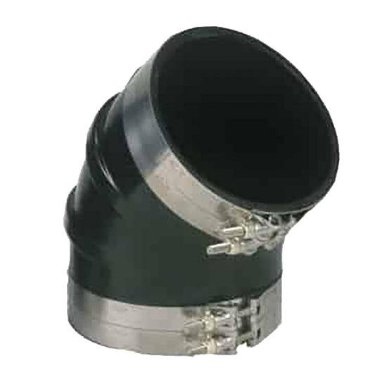 Trident Marine 3 ID 45Degree EPDM Black Rubber Molded Wet Exhaust Elbow w4 TBolt Clamps TRL345SS