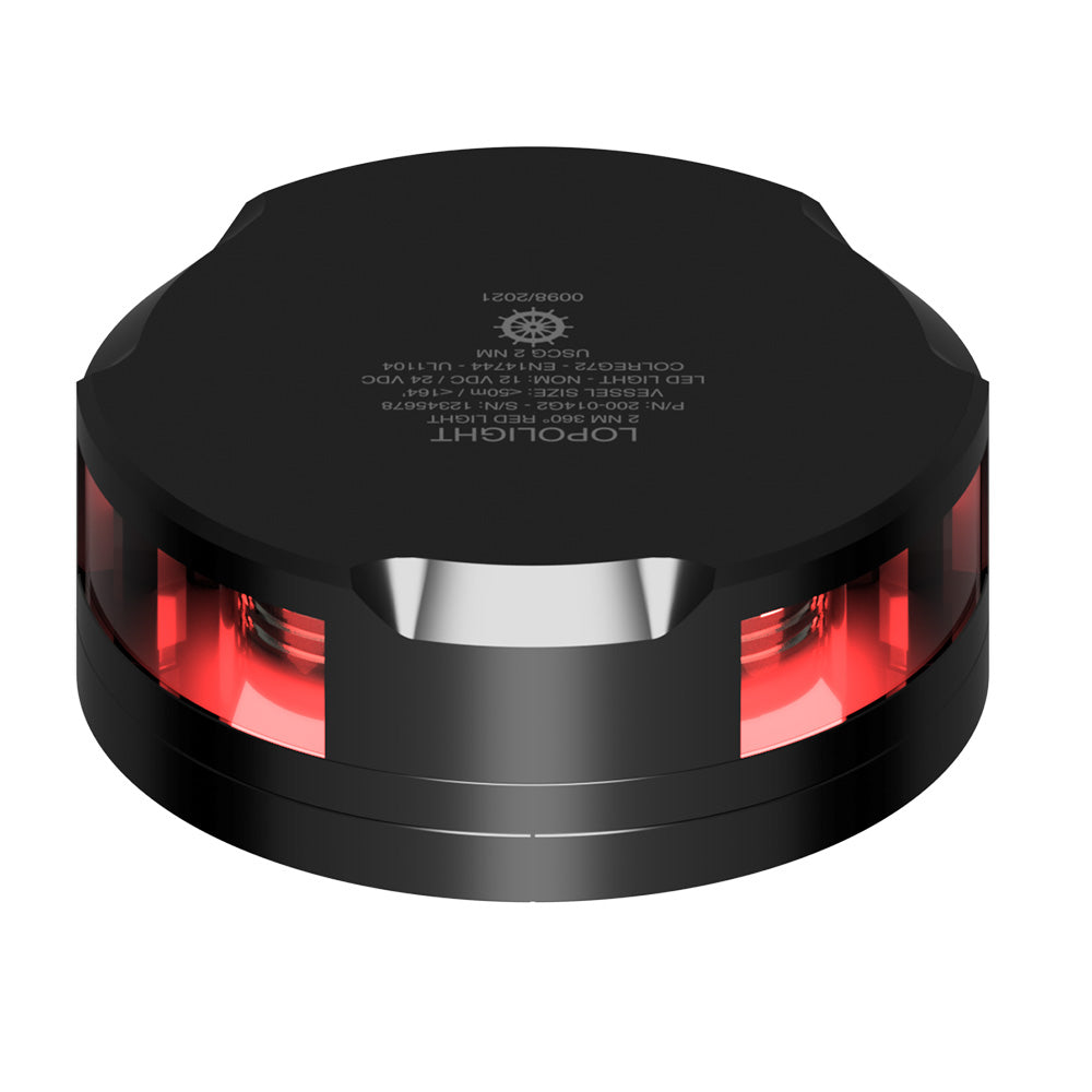 Lopolight 360Degree Red Nav Light  2NM  Black Housing wFB Base 201014FBB