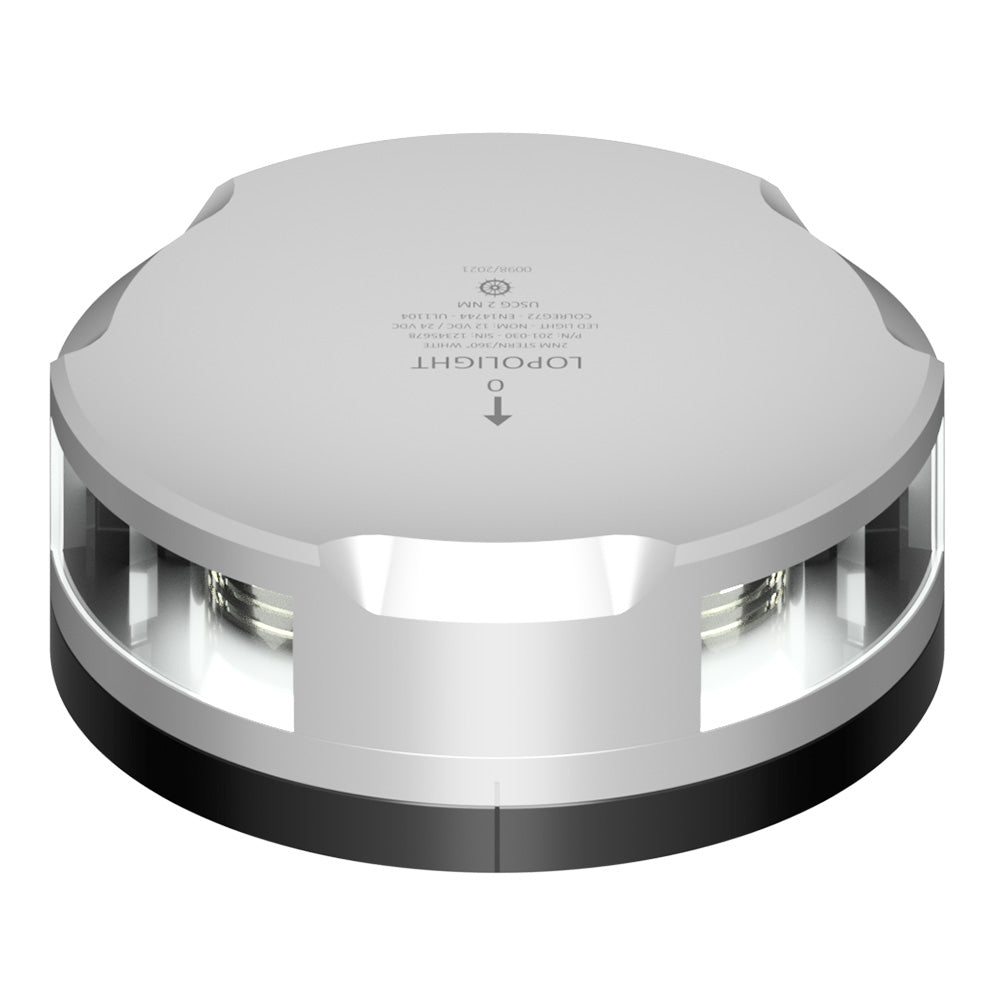 Lopolight 360Degree Stern Light  2NM  Silver Housing wFB Base 201030FB