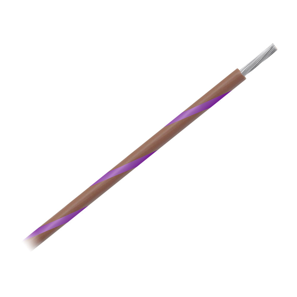Pacer 14 AWG Gauge Striped Marine Wire 500 Spool  Brown wViolet Stripe WUL14BR7500