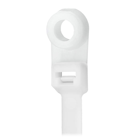 Pacer 8 Cable Tie wMounting Ring  Natural Color  50lb Tensile Strength  2 Bundle Diameter  100 Piece Bag CTMR2S100