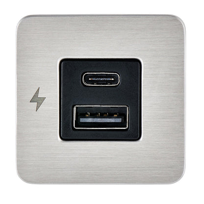 Scanstrut TILE USBAUSBC Interior Charging Socket  1224V  Stainless Steel Bezel SCTILE11