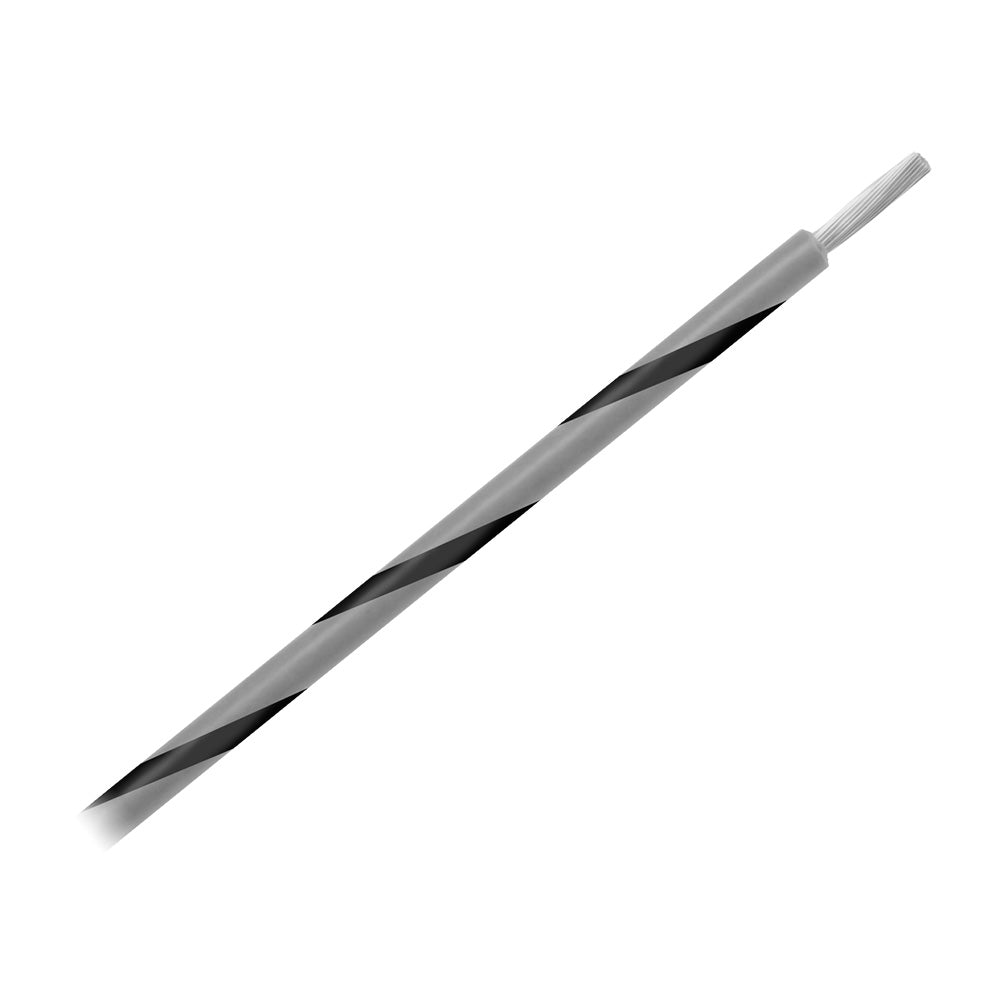 Pacer 14 AWG Gauge Striped Marine Wire 500 Spool  Grey wBlack Stripe WUL14GY0500