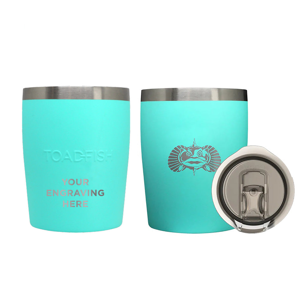 Toadfish Custom Engraved NonTipping 10oz Rocks Tumbler  Teal MINIMUM ORDER QUANTITY OF 25 TF1075