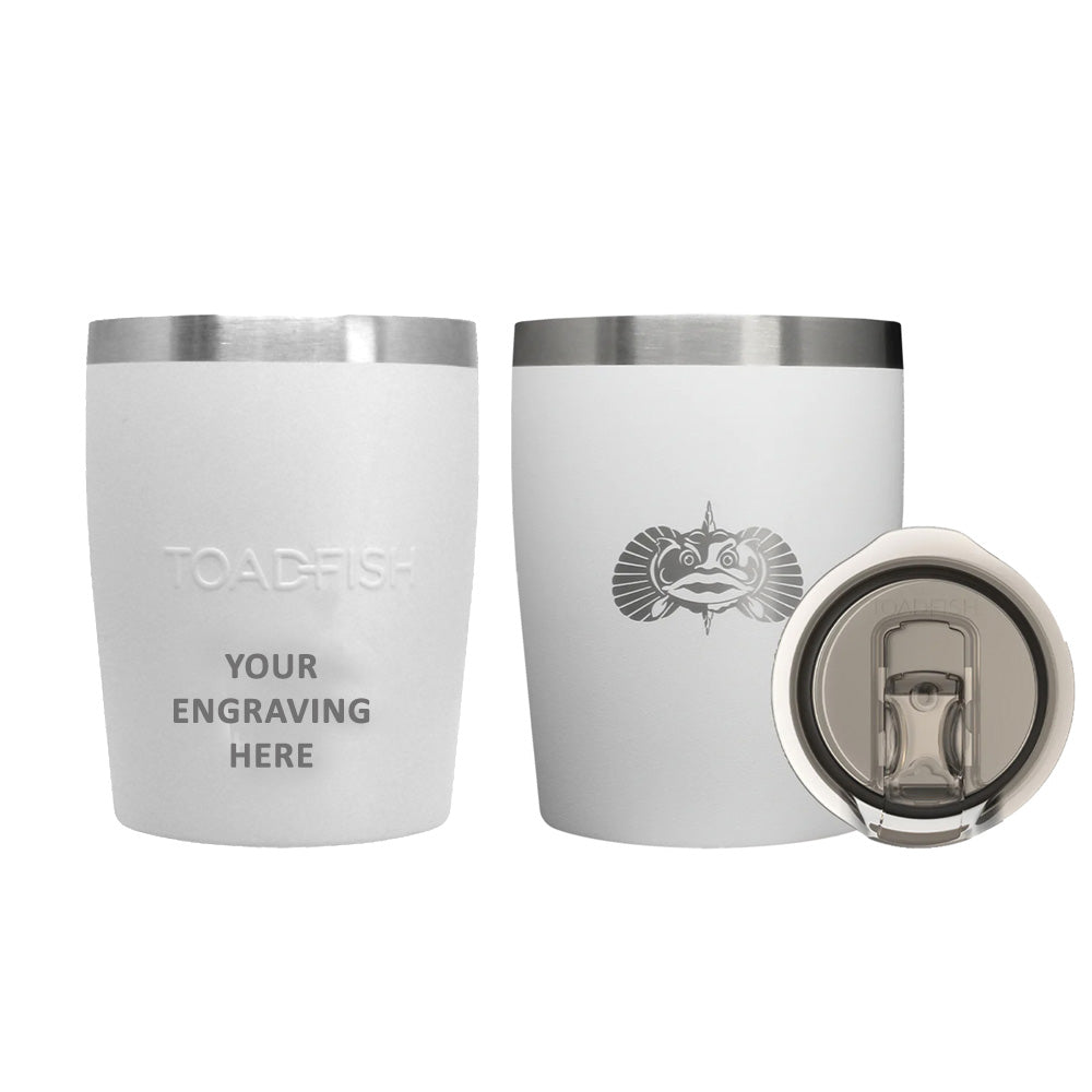 Toadfish Custom Engraved NonTipping 10oz Rocks Tumbler  White MINIMUM ORDER QUANTITY OF 25 TF1076