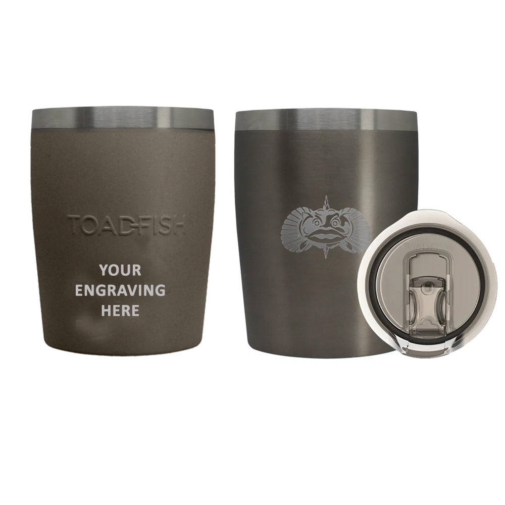 Toadfish Custom Engraved NonTipping 10oz Rocks Tumbler  Graphite MINIMUM ORDER QUANTITY OF 25 TF1077