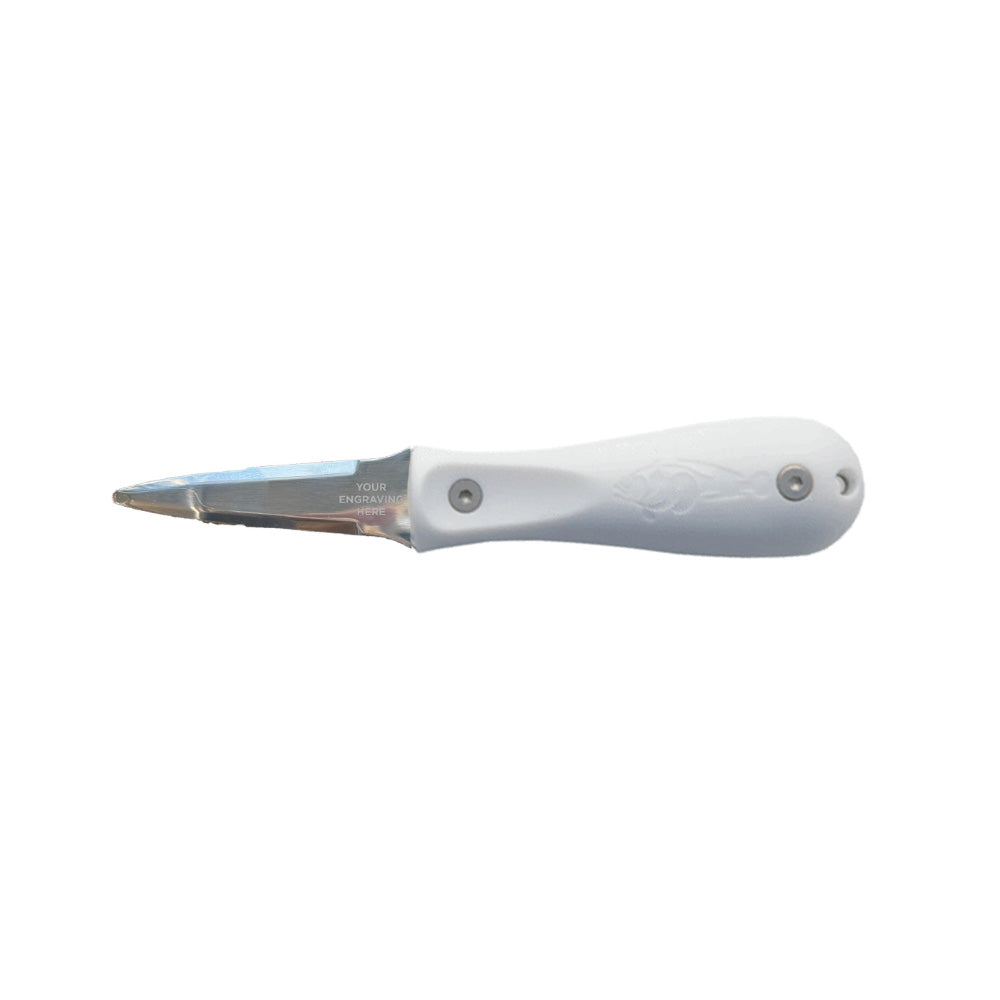 Toadfish Custom Engraved Professional Edition Oyster Knife  White MINIMUM ORDER QUANTITY OF 25 TF1005