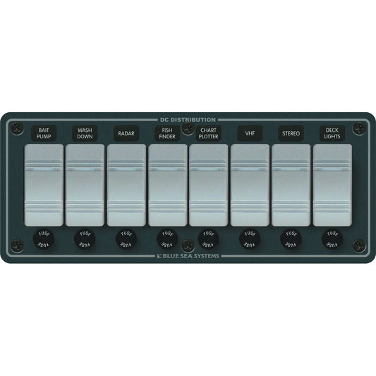 Blue Sea 8261 Waterproof Panel 8 Position  Slate Grey 8261