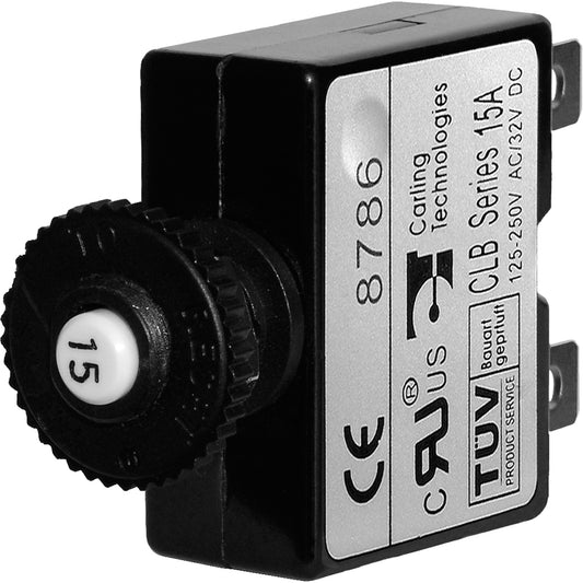 Blue Sea 7056 15A Push Button Thermal with Quick Connect Terminals 7056