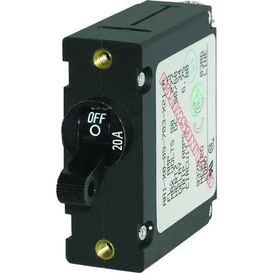 Blue Sea 7212 AC  DC Single Pole Magnetic World Circuit Breaker    20 Amp 7212