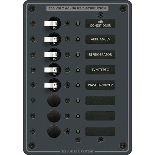 Blue Sea 8159 AC 8 Position 230v European Breaker Panel White Switches 8159