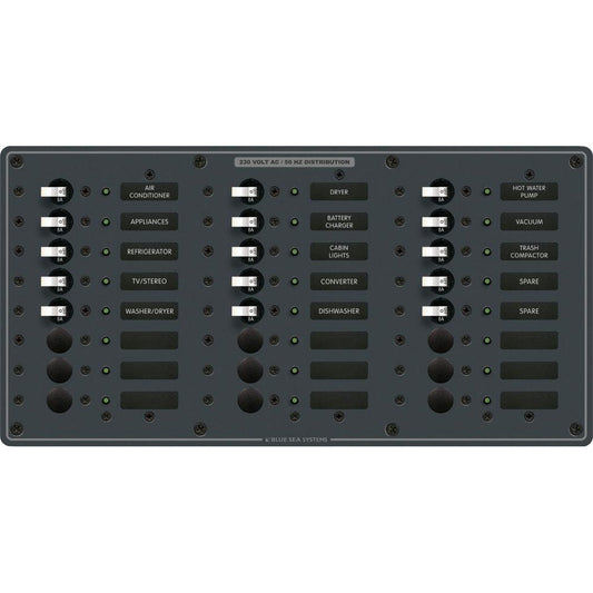 Blue Sea 8165 AV 24 Position 230v European Breaker Panel  White Switches 8165