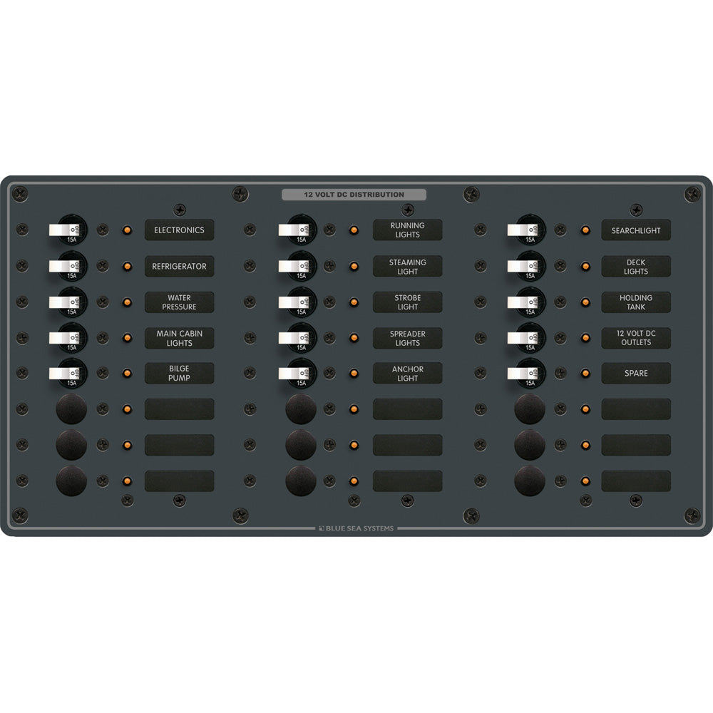Blue Sea 8264 Traditional Metal DC Panel  24 Positions 8264